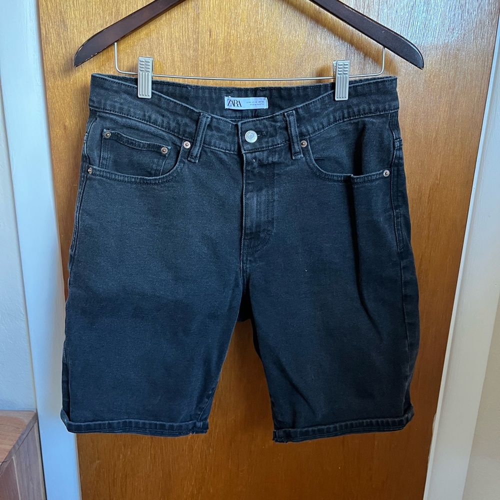 Zara Men's Black Jean Shorts